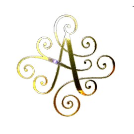 Eggleston Design Co Custom Elegant Scroll Vine Name Letter Monogram Vinyl Decal Bumper Sticker for Cars, Yeti Tumbler, Laptop, Phones (Gold Chrome, 2" x 2" (Fits Phones))