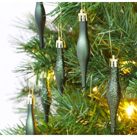 Christmas Concepts® Pack of 15-8.5cm Droplet Baubles - Matte & Glitter Design - Christmas Ornaments (Forrest Green)