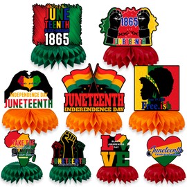 Juneteenth Day Party Honeycomb Centerpieces For African American Table Decorations Independence 1865 Freedom American History Party Celebration(9pcs)