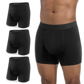 REELINDRY Incontinence Underwear for Men Washable 3.0 oz Absorbent Protective Leak Proof Bladder Control Boxer Briefs 3 Pack (3 Black, M)