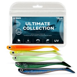 VEYCVLA Fishing Rubber Fish Zander Set 10 cm 5 Pieces Colours Rubber Bait Zander Fishing Soft Bait Fishing Bait UV Active Rubber Fish Set Zander Rubber Fish Zander Bait