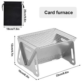 Collapsible Campfire Grill Camping Fire Pit, Foldable Wood Burning Charcoal Grill with Bag, Assemblable Removable Stove with Grill Mesh, Portable Camping Grill for Travel, Outdoor Cooking