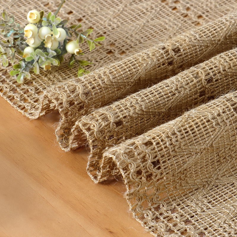 Dremisland Boho Table Runner Macrame Farmhouse 95 Inch Woven Burlap