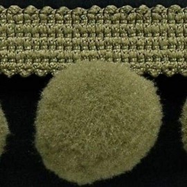 POM POM Bobble Trim Fringe Pompom Trimming - Cushion and Curtain Decoration, Home Decor - XL Size 2cm Craft Pompons (Olive, 10 Meters)