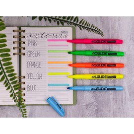 Eziglide Highlighters Pens Slim Barrel Multipack 5 Assorted Colours, Chisel Tip Marker Pen, Pack of 10 Highlighters, Ideal stationery sets for School Home & Work, Highlighting Marking & Colouring