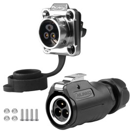 CNLINKO LP-16 3-Pin Waterproof Connector, Screw Design Round Connector IP68 Quick Plug Aviation Plug, PIN Split Connector M16 Flange Socket (LP-16 3 Pin)
