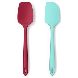 Lavinrose Kitchen Silicone Spatula Set, 600ºF High Heat Flex Silicone Scraper with Nonslip Handle for Cooking Mixing Baking Serving Stirring Flipping Non-stick Cookware (Set of 2, Multicolors)