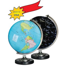 Replogle Day/Night Illuminated Globe, 12 Inches Political map on Outside and Constellations on Inside, Made in USA