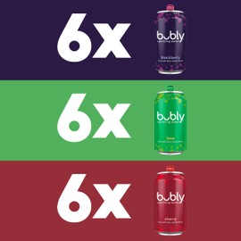 bubly Sparkling Water, Lime Yours 3 Flavor Variety Pack (Lime, Cherry, Blackberry), Zero Sugar & Zero Calories, Seltzer Water, 12 Fl Oz Cans (Pack of 18)