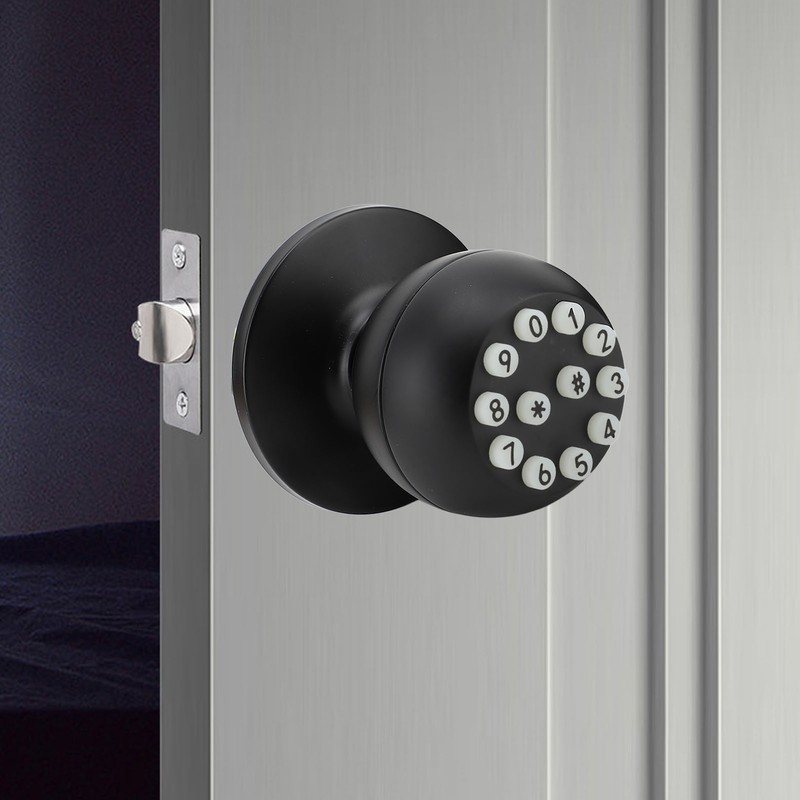 Keypad Door Knob with Lock and Key Round Ball Electronic
