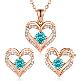 CDE Jewellery Sets for Women 925 Sterling Silver Heart Necklace and Earrings Sets Anniversary Birthday Christmas Jewelry Gifts for Women Mum Girlfriend Her