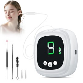 Ear Wax Vacuum Removal Kit, 9 Levels Strong Suction Ear Vacuum Electric Earwax Suction Remover Reusable Ear Cleaning Kit for Adult (White)