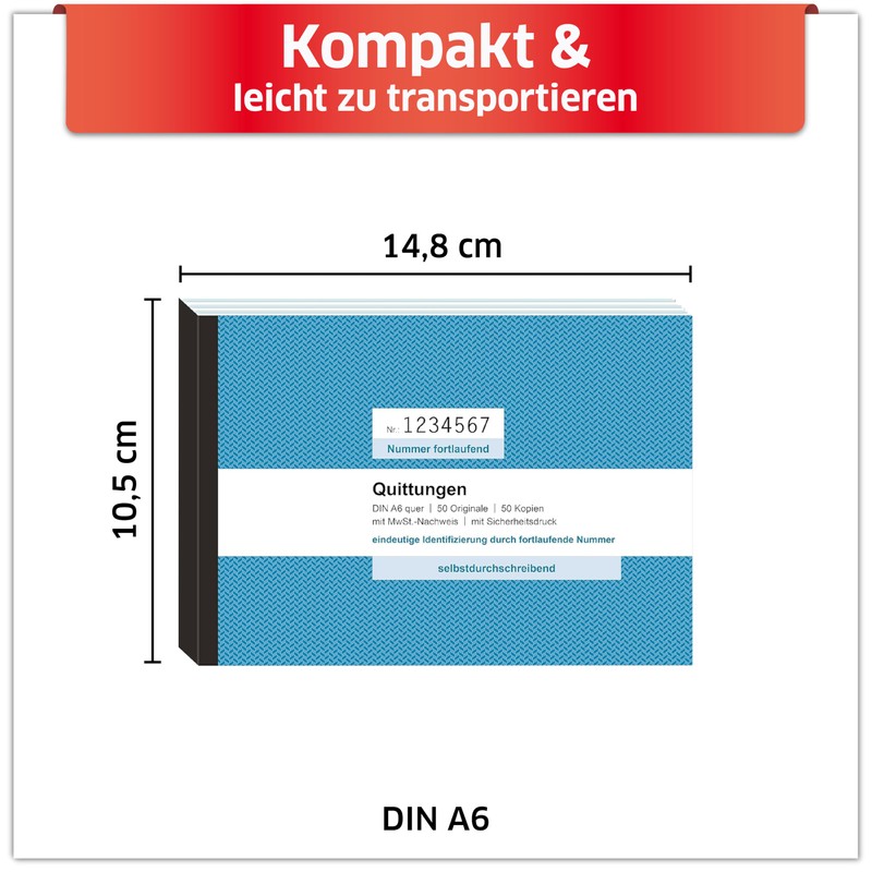 Primus Print Receipt Pad DIN A6 Landscape & Perforated, 2