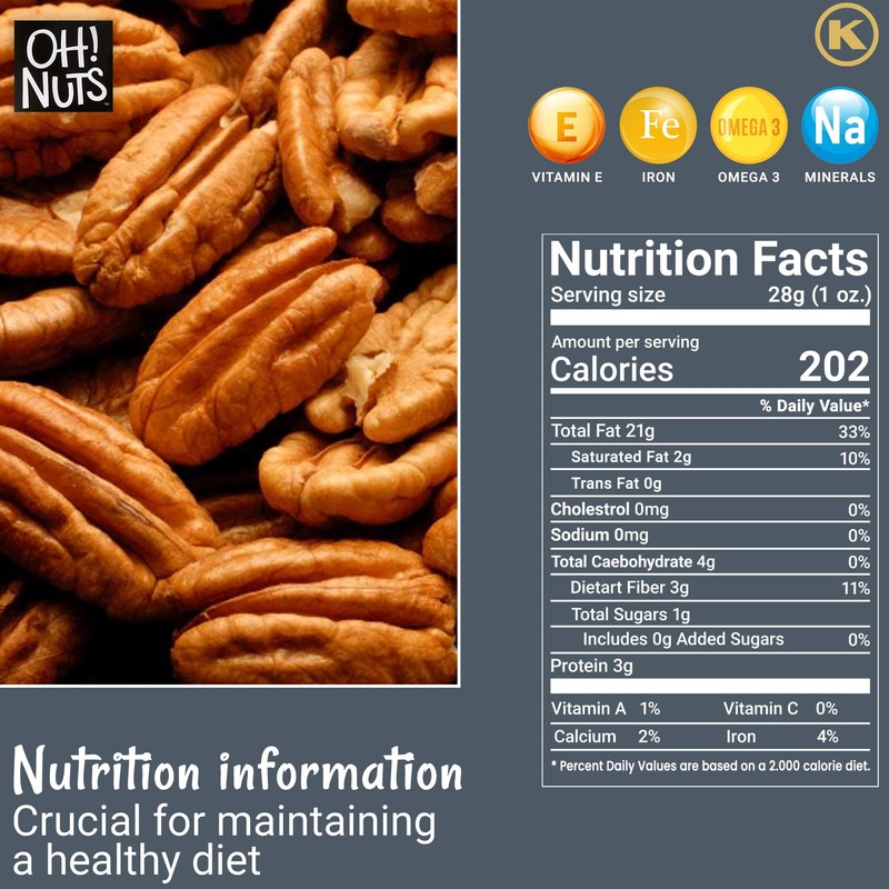 Pecans Dry Roasted Unsalted | Kosher, Oil-Free, All Natural Pecans