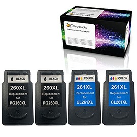 OCProducts Remanufactured Ink Cartridge Replacement for Canon PG-260XL CL-261XL 4 Pack for PIXMA TR7020 TS5320 TS6420 (2 Black, 2 Color)