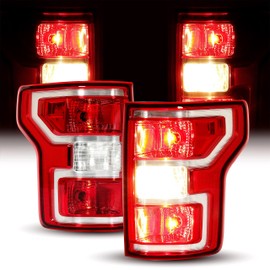 KUAFU Rear Tail Light W/Bulbs Compatible with 2018-2020 Ford F-150 Replacement for JL3Z-13405-H JL3Z-13404-H Pair Taillights Red Lens Chrome Housing