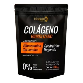 Biosuple Sport Colageno Hidrolizado Glucosamina Curcumina Bolsa 300g Sabor Mandarina