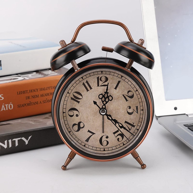 QANYEGN Retro Twin Bell Alarm Clock, Vintage Analog Alarm Clock,