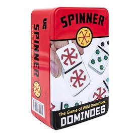Front Porch Classics Front Porch Classics, Spinner Colored Dot Dominoes Set, On-The-Go Travel Storage Tin 2 to 8 Players Ages 8 to 99
