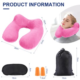 AiQInu Aufblasbares Nackenkissen Reisekissen, Ergonomisch Kompakte Schnell Nackenkissen Aufblasbar mit Waschbarem Kissenbezug für Reisen mit dem Auto, Flugzeug, Zug, Büro, Familie