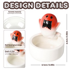 Ghost Candle Holder, Halloween Cute Cartoon Small Ghost Candle Holder, Handcrafted Ceramic - White Candlestick for Table Centerpiece, Small Candle Holders Perfect Ghost Choice(Not Included Candles)