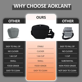 AOKLANT Pet Training Snack Pouch with Clicker 2.0 Upgraded Magnetic Closure, 1.66 Cup Silicone Belt Pouch for Dog Treats，Perfect for Training and Walking