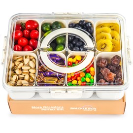 PANYEE Snack Box Container,Divided Serving Tray with Lid and Handle, Snackle box Charcuterie for Portable Snack Platters - Clear Organizer for Candy,Fruits,Nuts,Snacks-for Party,Entertaining,Picnic