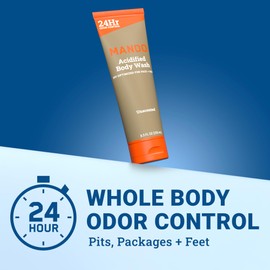 Mando Odor Shield Body Wash - 24 Hour Odor Control - Removes Odor Better than Soap - SLS Free, Paraben Free, Skin Safe - 8.5 Ounce (Pack of 2) (Unscented)