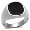 YourJewelleryBox Mens Onyx Ring Signet Pinky Stainless Steel Stamped Silver