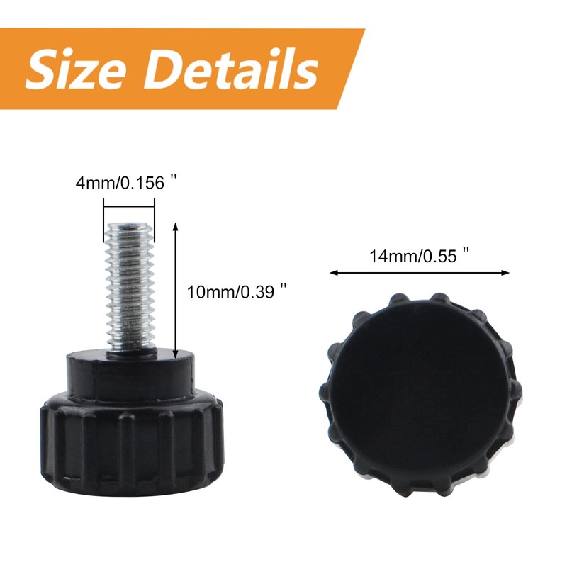 MOROBOR Thumb Screw 20pcs M4x10mm Carbon Steel Thread Knurled Thumb