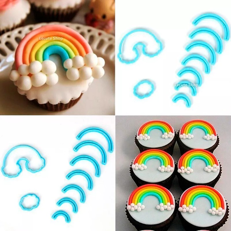 Dessert Gift Set 9 Cortadores Arcoiris Nube Rainbow Molde Fondant