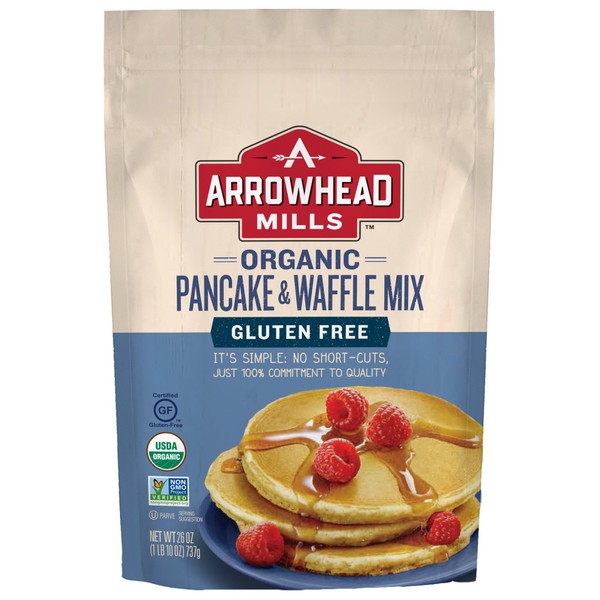 Arrowhead Mills Organic Gluten Free Pancake and Waffle Mix, 26 oz. Bag