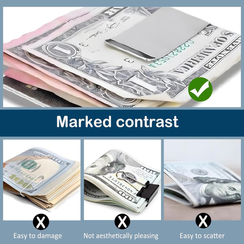 SILHOL Stainless Steel Money Clip Card Holder 8 Pieces,Minimal Wallet