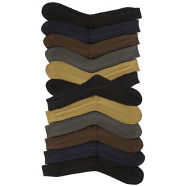 ToBeInStyle Men's Pack of 12 Solid Color Dress Socks - Assorted - 10-13
