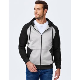 Dokotoo Men Mens Zippered Hoodie Sweatshirts Fall Winter Jackets Coats Color Block Lightweight Comfort Casual Drawstring Fashion Long Sleeve Hooded Hoodies With Pocket Light Grey Medium