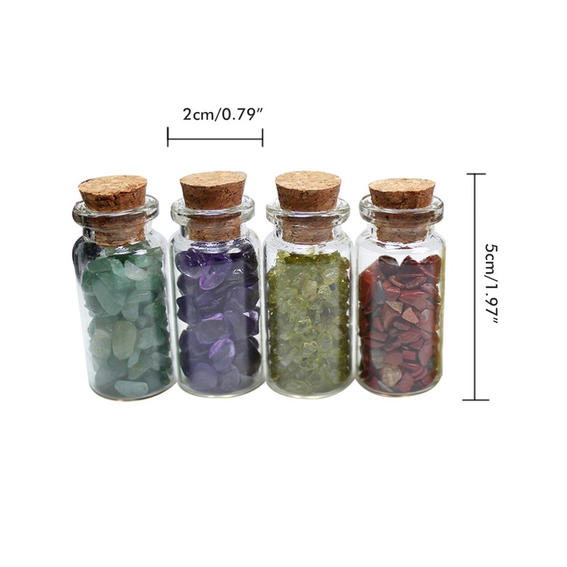 15Pcs Mini Wishing Bottles Chip Stone Set Crystal Tumbled Reiki