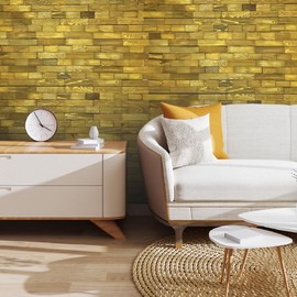 BoscoMondo Wooden Mosaic Wall Panel Tiles, Seamless Mixed Boards (Dark Oak)