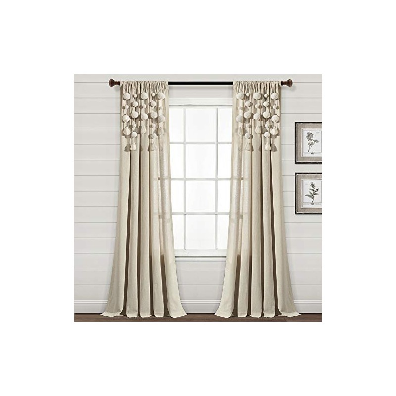 Lush Decor - Cortina de Ventana con Pompones Bohemios (Panel