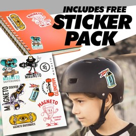 Magneto Complete Skateboard - 27.5" x 7.75" Graffiti Design Deck - Double Kicktail & Concave - 7-Ply Canadian Maple - ABEC-5 Bearings & 95A Wheels - Kids & Teens Cruiser Skateboard