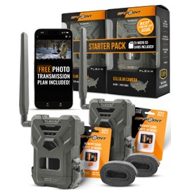 SPYPOINT Flex-M Twin Pack Cellular Trail Cameras - 2 SD Cards Included, Best Hunting Accessories, No WiFi Needed, GPS, Night Vision, IP65 Water-Resistant, 28MP Photos, & 720p Videos + Sound (2)
