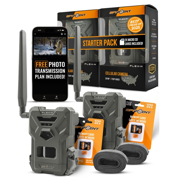SPYPOINT Flex-M Twin Pack Cellular Trail Cameras - 2 SD