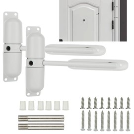 2PCS Automatic Door Closer Safety Spring Door Closers, 4-1/2" Adjustable Closing Door Hinge for Convert Hinged Doors to Self-Closing, White Door Closer Auto for Residential, Commercial