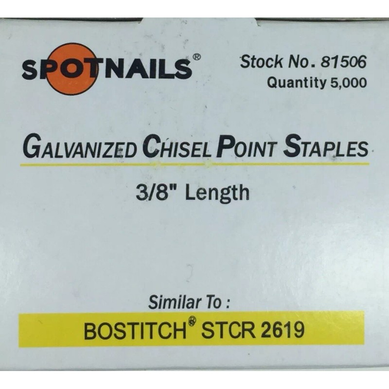 Spotnails 81506 3/8" Crown Galvanized Staples 22 gauge 5000 staples