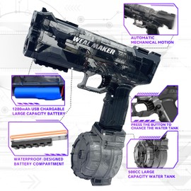 2025 Upgraded Electric Water Gun – Automatic Squirt Gun with 500CC Tank, 28FT Long Range, Dual Rechargeable Batteries, Waterproof Design, Ideal for Kids & Adults Summer Pool Fun