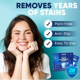 LUSIVA Professional Teeth Whitening Strips 14 Treatments | Enamel Safe Whitener, Non-Sensitive Formula | Dentist Approved, Quick & Visible Whitening Results | Pack of 28 Strips + Mouth Opener Included