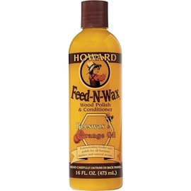 HOWARD - Feed N Wax - Cera de Abeja Acondicionadora y Abrillantadora de Madera. Repara Arañazos en Pisos Muebles y Gabinetes de Madera. Contiene Aceite de Naranja - 473 ml (16 oz)