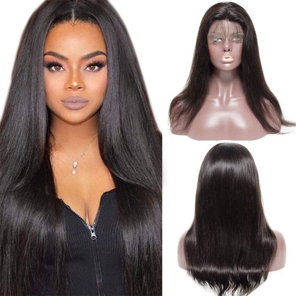 Lace Human Hair Wig, 13 x 4 Pre Plucked Straight Lace Front Wig, Real Hair Wigs for Women, Brazilian Virgin Hair, Straight Hair, 150% Density, 14 Inches