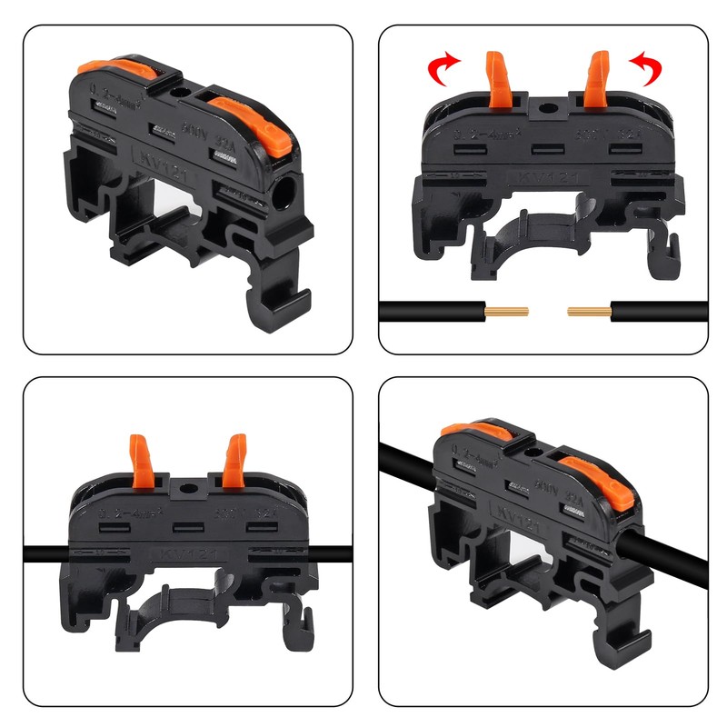 20PACK DIN Rail Terminal Blocks, Compact Wire Conductor Wiring Connectors