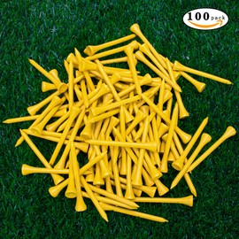 THIODOON Golf tees 3 1/4 inch Less Friction Wood Tees Training for Golfer Professional Natural Wood Golf tees Bulk 100 Count Golfing Tees