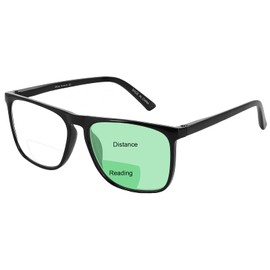 MARE AZZURO Large Bifocal Reading Glasses Men Blue Light Blocking Readers Square Reader 0 1.0 1.5 2.0 2.5 3.0 3.5 (Black, 3.50)